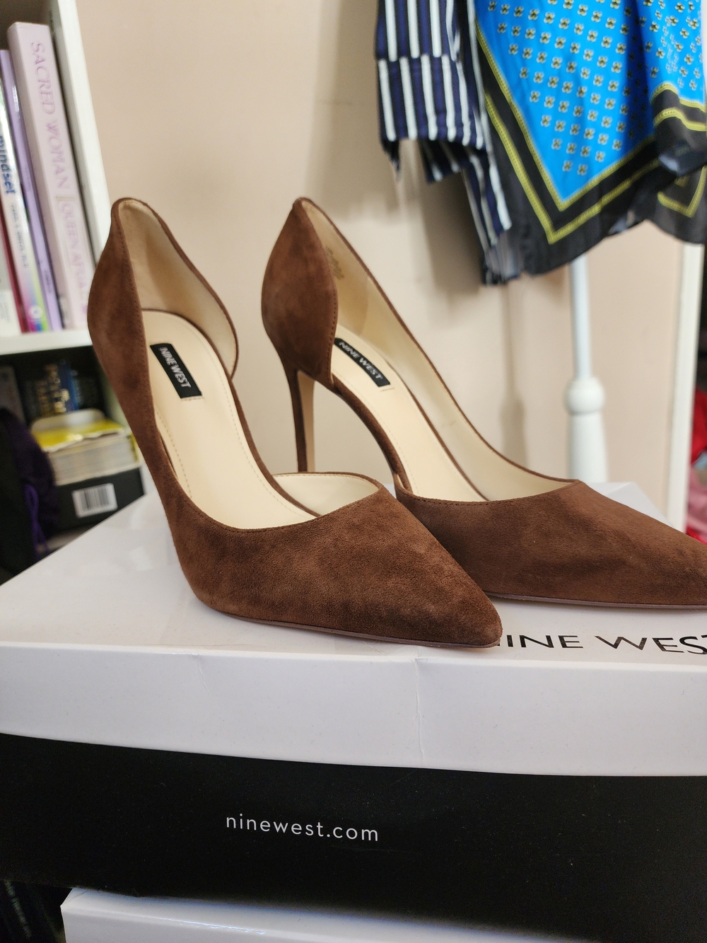 Nine West Brown Suede Pointed-Toe Stiletto Pumps